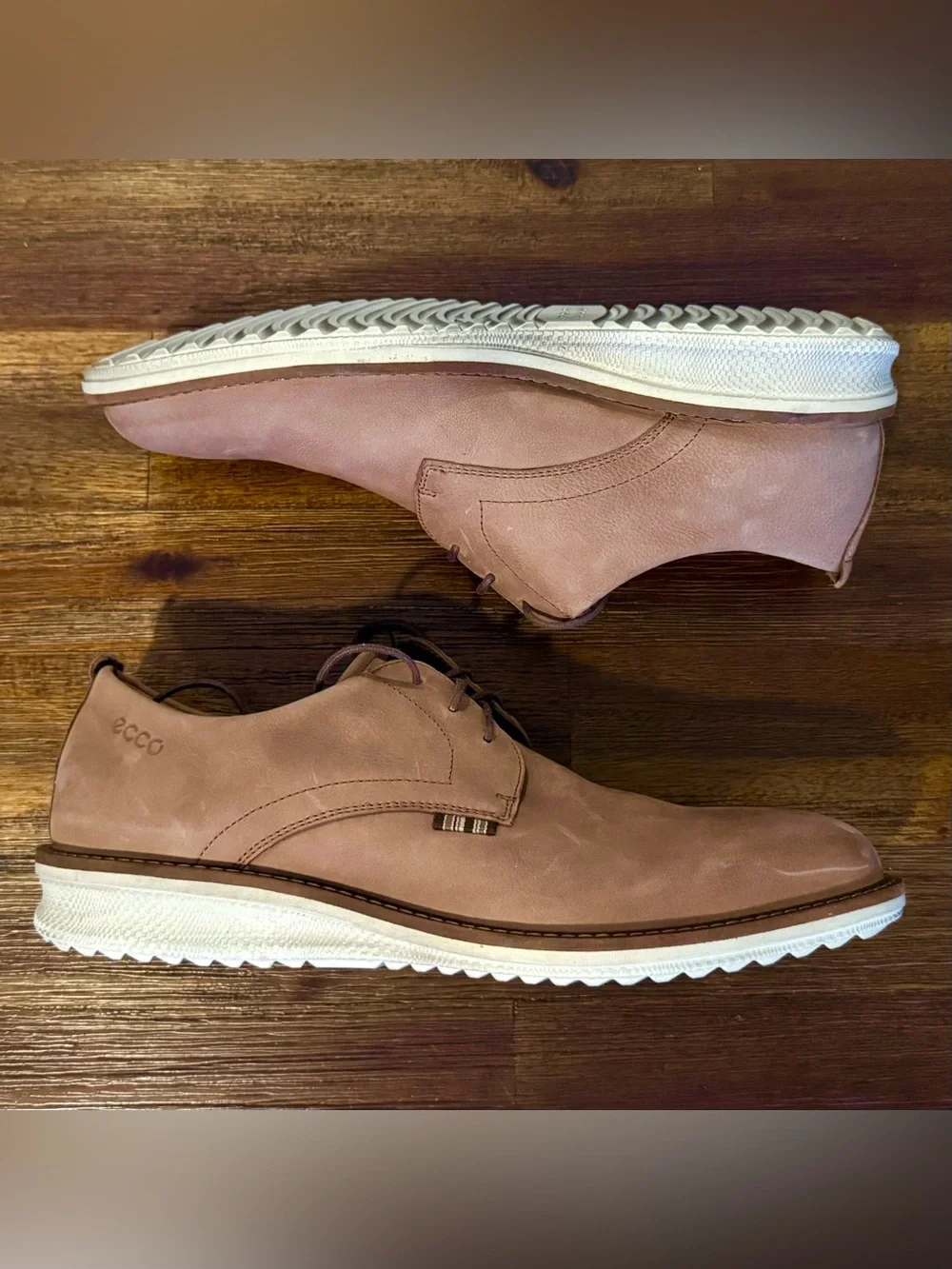 Ecco Aurora Tie Nubuck Brown Oxford Shoes Men Size EU 42 (US 8.5) Dress DEAL Cup